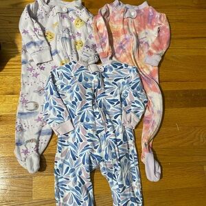 Burt's Bees Baby Colorful Footies bundle 3-6 pajamas girl sleeper